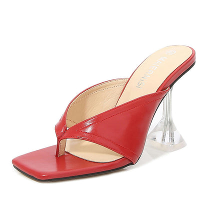 Women's Square Open Toe Slip on Wedges High Heels Sandals