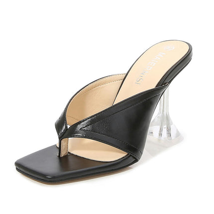 Women's Square Open Toe Slip on Wedges High Heels Sandals