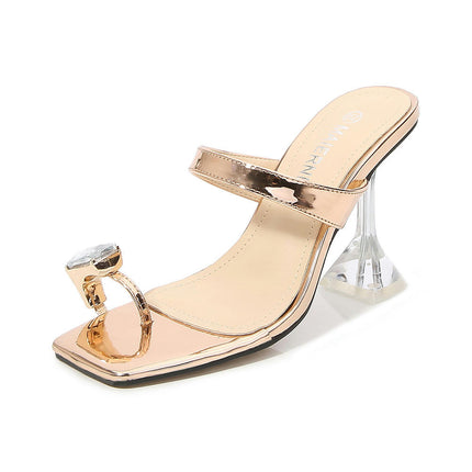 Women's High Heel Slide Open-Toe Sandals Stiletto High Heeled Sandals