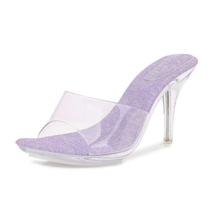 Women's Clear Heels Open Toe High Stiletto Slip on Heel Sandals