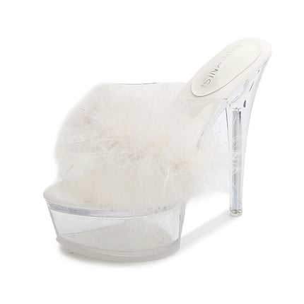 Heels for Women - Stiletto Transparent Platform Clear Slip-On High Heels