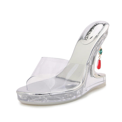 Women's Open Toe Transparent High Heels Wedge High Heel Sandals