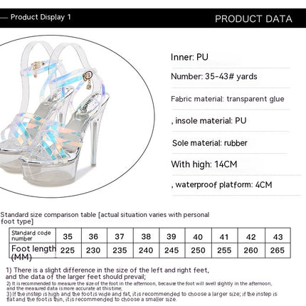 Women's Clear Stiletto Open Toe Ankle Strap Heels Pump Heel Sandals