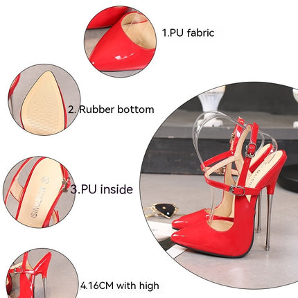 Women's Heeled Dress Sandals Open Toe Ankle Strap High Stiletto Pump Shoes