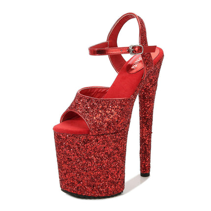 Women's Platform Heels Sequin Heels Pumps Ankle Strap High Heels