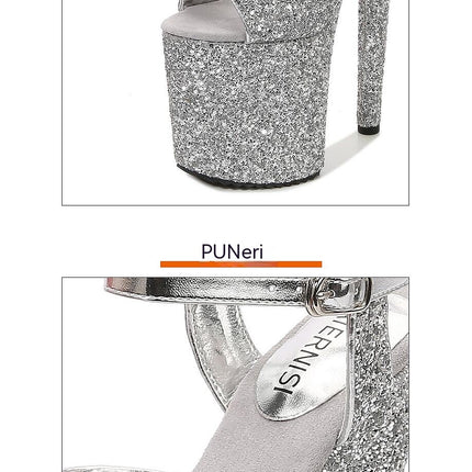 Women's Platform Heels Sequin Heels Pumps Ankle Strap High Heels