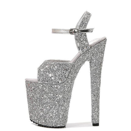 Women's Platform Heels Sequin Heels Pumps Ankle Strap High Heels