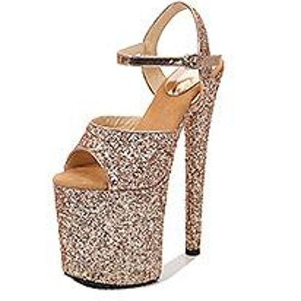 Women's Platform Heels Sequin Heels Pumps Ankle Strap High Heels