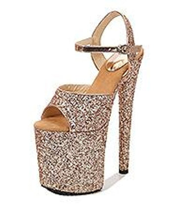 Women's Platform Heels Sequin Heels Pumps Ankle Strap High Heels