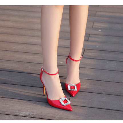 Women's Stiletto High Heel Pumps Ladies Closed Pointed Toe Ankle Strap Dress Pumps Shoes