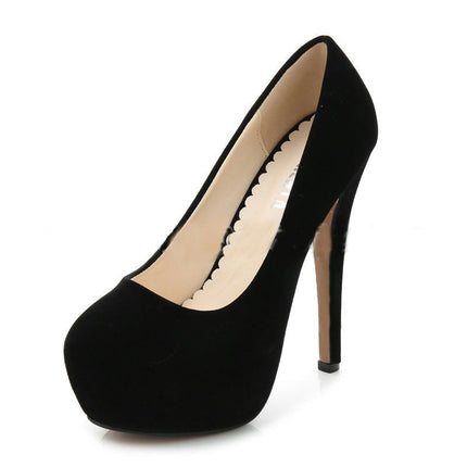 Women's Dress Shoes Suede Platform Stiletto High Heel Pumps Shoes