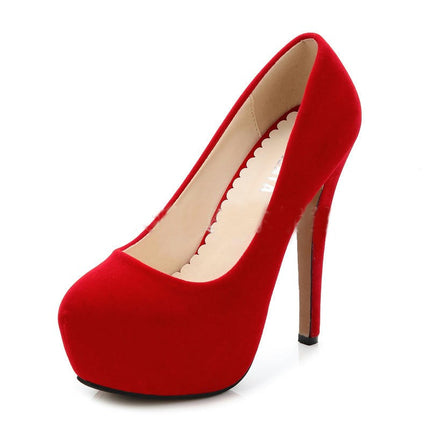 Women's Dress Shoes Suede Platform Stiletto High Heel Pumps Shoes