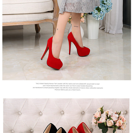 Women's Dress Shoes Suede Platform Stiletto High Heel Pumps Shoes