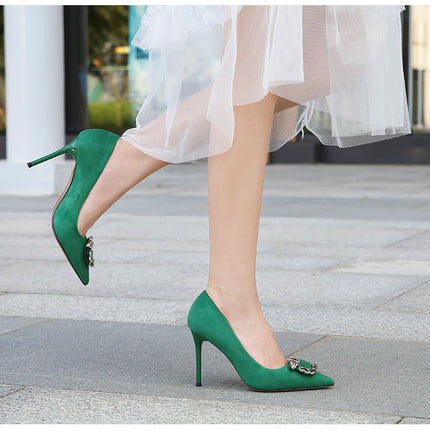 Women Stiletto High Heel Pointed Toe Slip-on Pumps Dress Heels