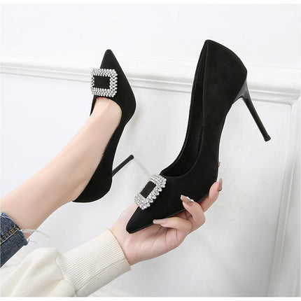 Women's Pumps Heels Closed Pointed High Heels Toe Slip on Shoes