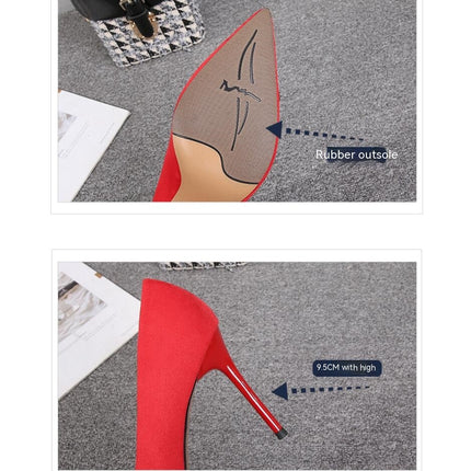 Women's Stiletto Heel Slip on High Heels Pumps Pointed Toe Suede Dress Shoes