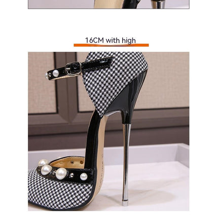 Women's Closed Toe High Heels Ankle Strap Stiletto Pumps Dressy Shoes