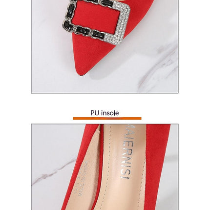 Women's Suede High Heels Closed Pointed Toe Dress Pumps Shoes