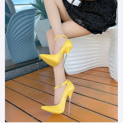 Women's Pointed Toe Stiletto High Heel Pumps Sexy Ankle Strap Heels Shoes