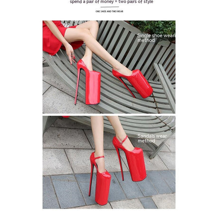 Women's Stiletto Platform High Heels Pointed Closed Toe Ankle Strap Pumps