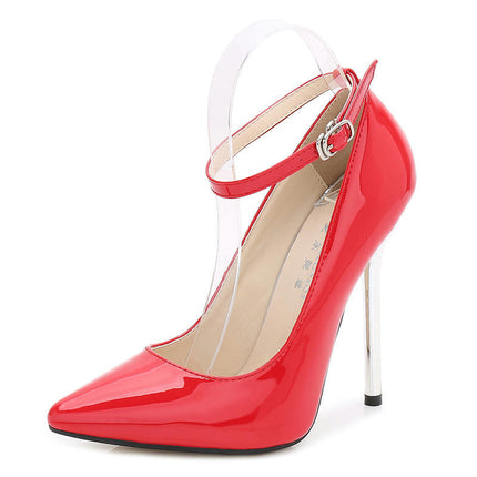 Women's Pumps Closed Pointed Toe Heels with Ankle Strap Stiletto High Heels