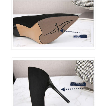 Women's High Heel Closed Toe Pumps Pointed Toe Heels Shoes Slip On Pumps