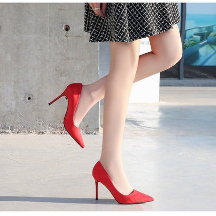 Women's High Heel Closed Toe Pumps Pointed Toe Heels Shoes Slip On Pumps