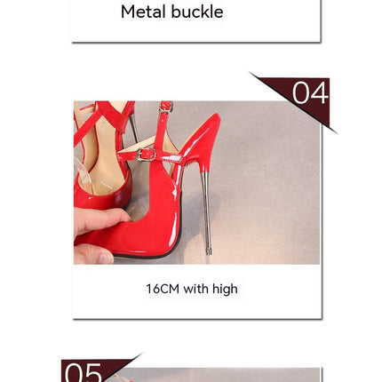 Women's Heels Closed Pointed Toe Stiletto High Heel Ankle Strap Pumps