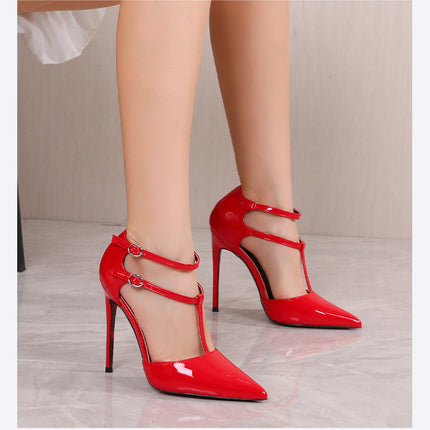 Women's Stiletto High Heel Pumps Closed Pointed Toe Ankle Strap Pumps Shoes