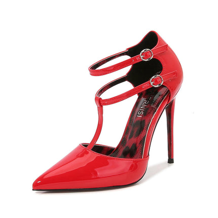 Women's Stiletto High Heel Pumps Closed Pointed Toe Ankle Strap Pumps Shoes