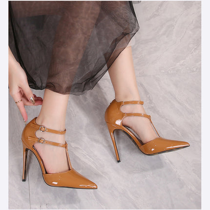 Women's Stiletto High Heel Pumps Closed Pointed Toe Ankle Strap Pumps Shoes