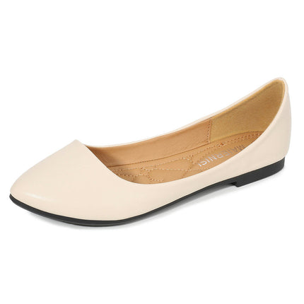 Women's Casual Ballet Pointed Toe Comfort Slip On Flats Shoes