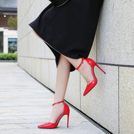 Women's Stiletto Heel Pumps Ladies Closed Pointed Toe Ankle Strap Dress Shoes