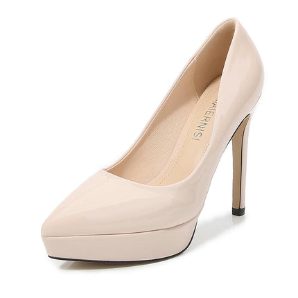 Women's Pointed Toe Platform Heels Stiletto High Heel Slip-on Pumps