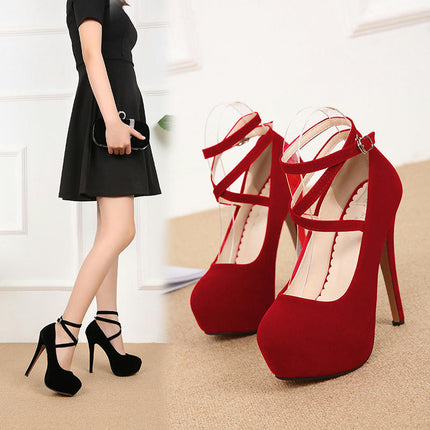 Heels for Women Strap Closed Toe Platform High Heels Pumps Stiletto Heels