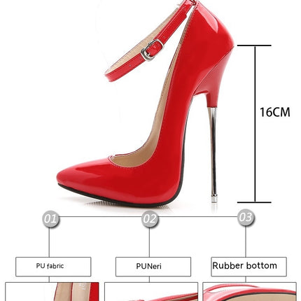 Ankle Strap Pump Pointy Toe Stiletto Heels Pumps for Women