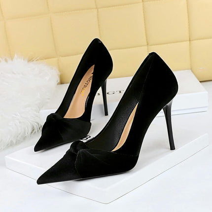 Women's Suede Stiletto High Heels Pointy Toe Slip On Pumps