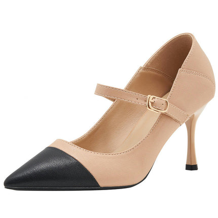 Women's Pointed Closed Toe Heels Pumps Strap Stiletto High Heels