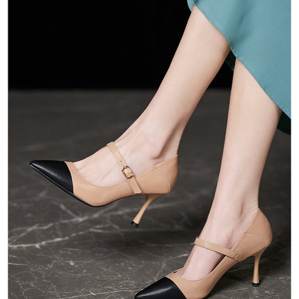 Women's Pointed Closed Toe Heels Pumps Strap Stiletto High Heels