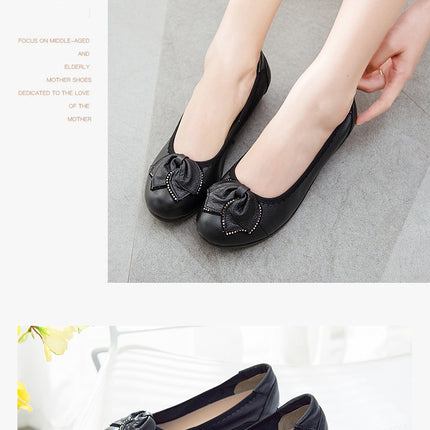 Women's Ballet Comfortable Flats Dress Round Toe Slip On Flat Shoes with Bow