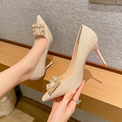 Stiletto High Heel Shoes for Women Pointed Closed Toe Slip On Pumps