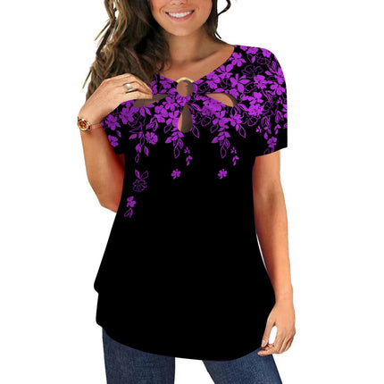 Women's Tunic Tops Short Sleeve Shirts Casual Crewneck Blouses