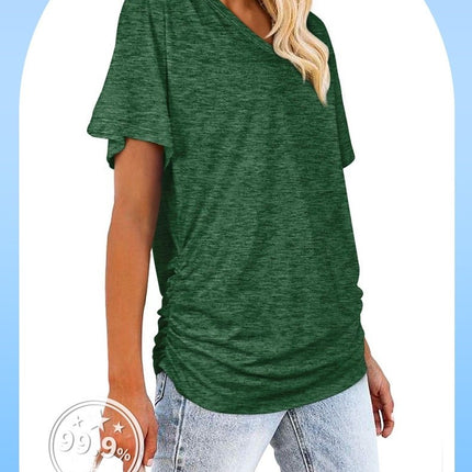 Women's Casual V-Neck T-Shirts Loose Short Sleeve Tops Tunic Blouses