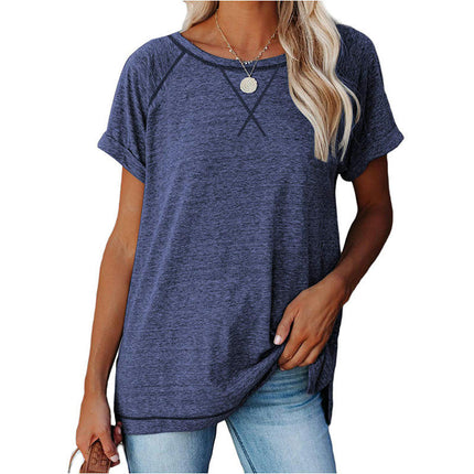 Women's Tops Short Sleeve T Shirts Crewneck Casual Loose Fit Tunic Tops