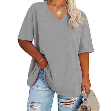 Women's Casual Tops Short Sleeve V Neck T Shirts Loose Tunic Top