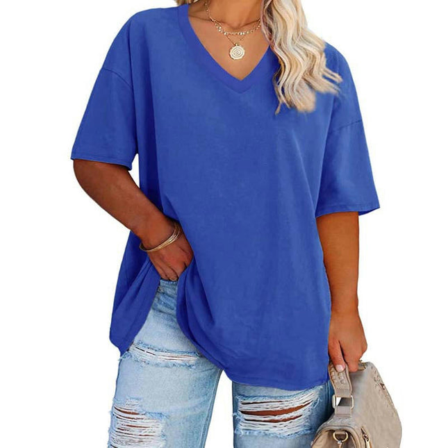 Women's Casual Tops Short Sleeve V Neck T Shirts Loose Tunic Top