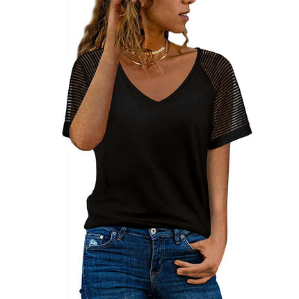 Women's Loose V-Neck T-Shirts Casual Short Sleeve Tops Tunic Blouses