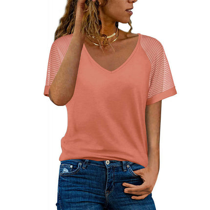 Women's Loose V-Neck T-Shirts Casual Short Sleeve Tops Tunic Blouses