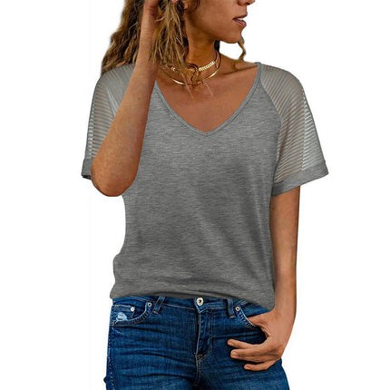 Women's Loose V-Neck T-Shirts Casual Short Sleeve Tops Tunic Blouses