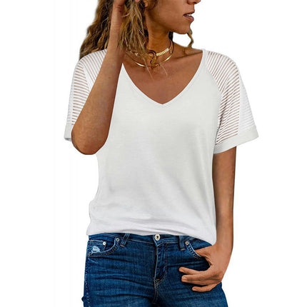 Women's Loose V-Neck T-Shirts Casual Short Sleeve Tops Tunic Blouses